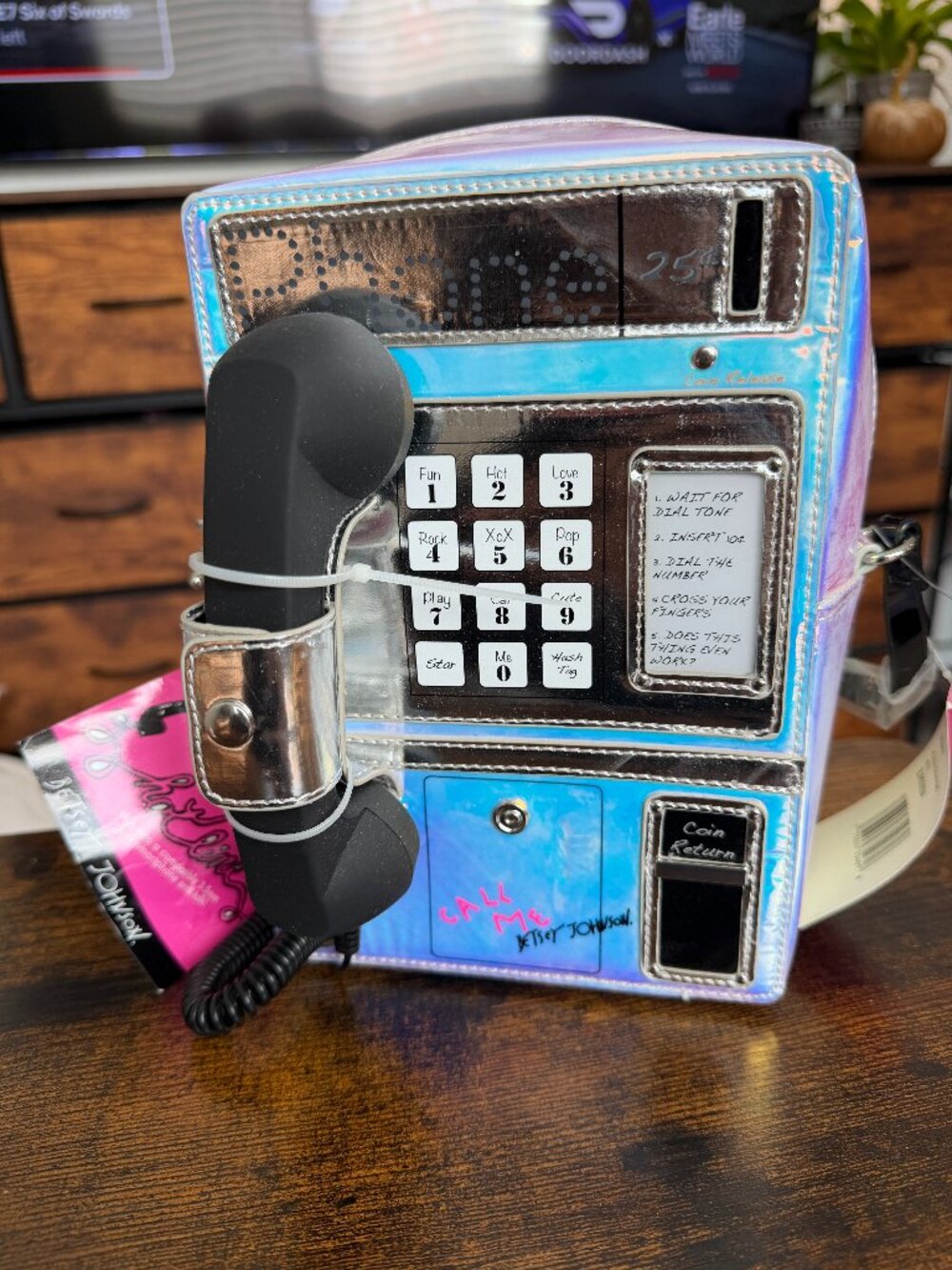 NWT Betsey Johnson Pound Phone Holographic Payphone Crossbody Bag